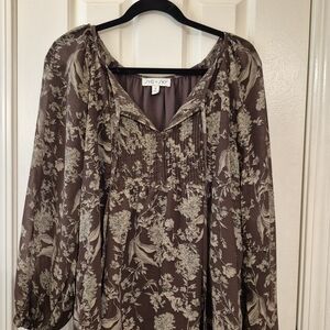 She & Sky Floral Peasant Blouse